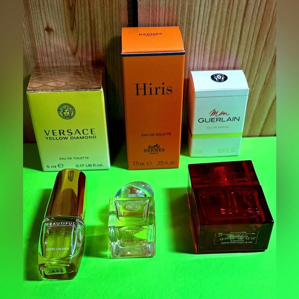Mini Perfume Lot of 6PC Women’s Hermes Versace Guerlain Estée Lauder Arden Avon - Picture 4 of 10
